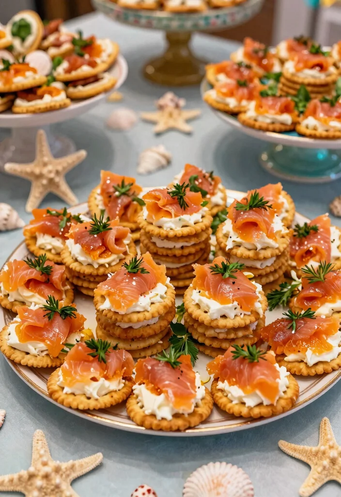 25 Festive Mermaid Party Food Ideas That Will Make Waves! 🧜‍♀️ - 20. Ocean Cracker Stacks 1
