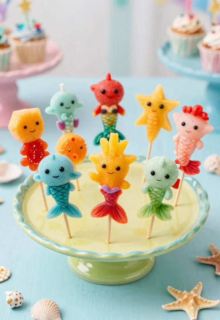 25 Festive Mermaid Party Food Ideas That Will Make Waves! 🧜‍♀️ - 22. Sea Creature Fruit Pops 1