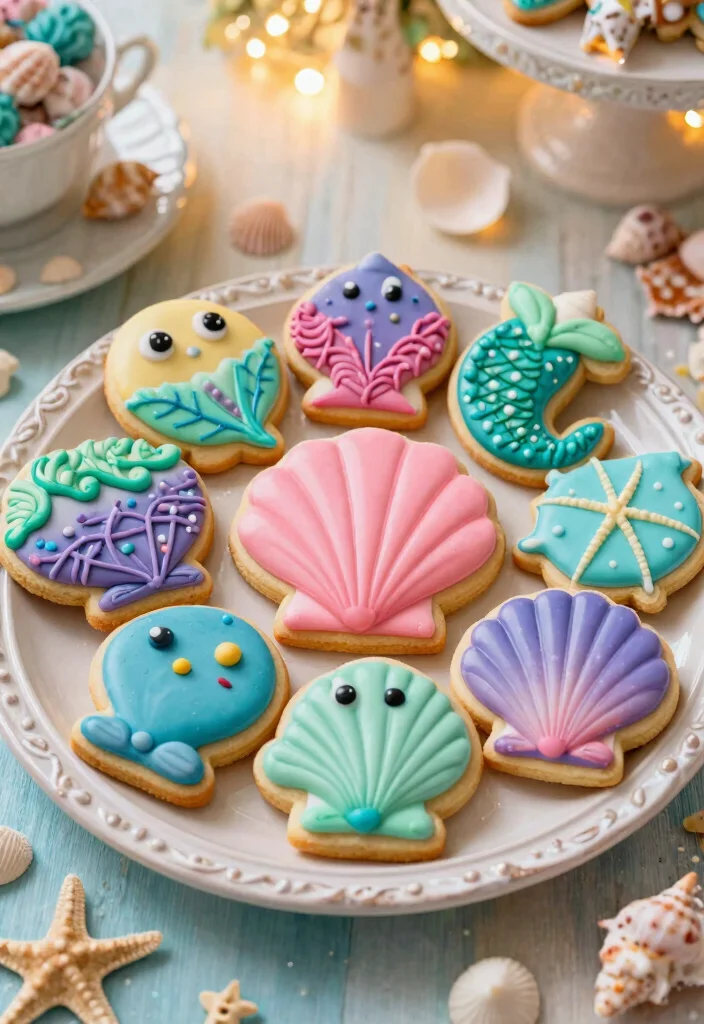 25 Festive Mermaid Party Food Ideas That Will Make Waves! 🧜‍♀️ - 25. Seashell Sugar Cookies 1