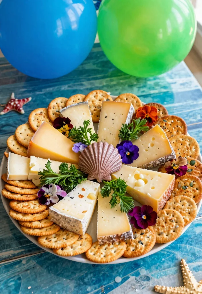 25 Festive Mermaid Party Food Ideas That Will Make Waves! 🧜‍♀️ - 3. Seashell Cheese and Crackers 1