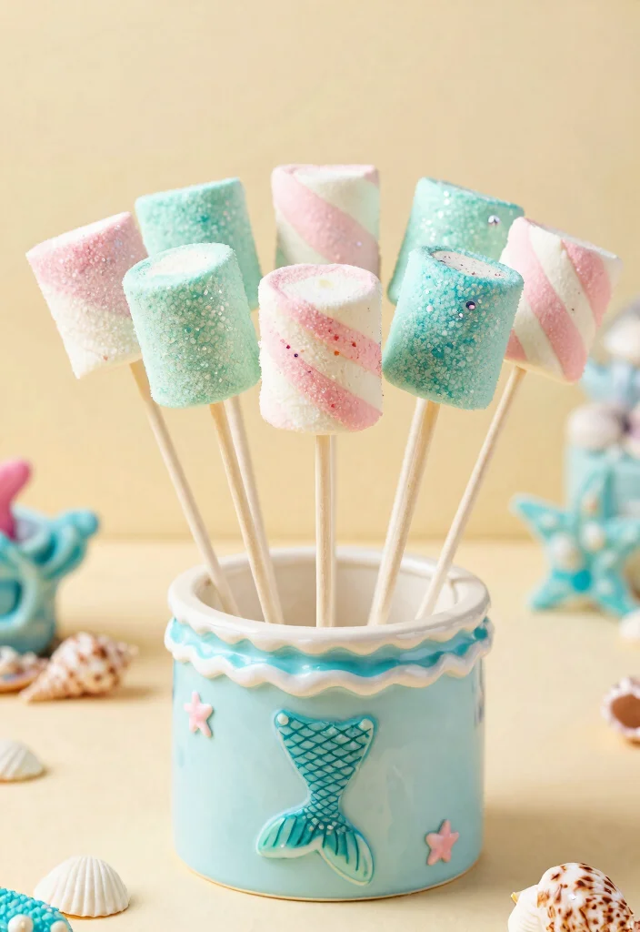 25 Festive Mermaid Party Food Ideas That Will Make Waves! 🧜‍♀️ - 8. Mermaid Marshmallow Pops 1