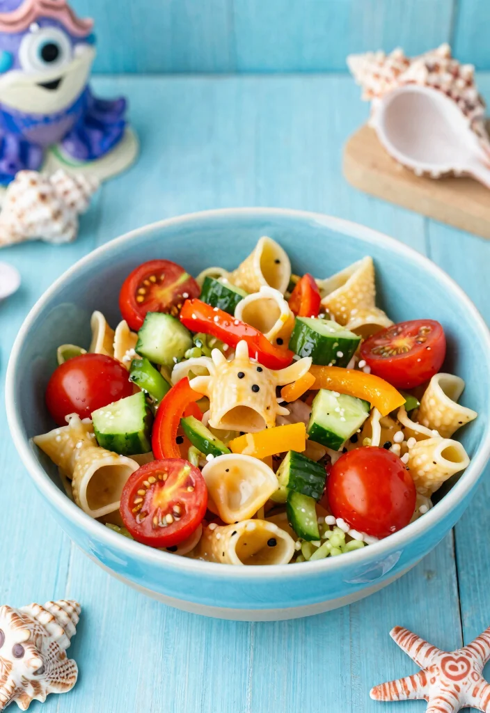 25 Festive Mermaid Party Food Ideas That Will Make Waves! 🧜‍♀️ - 9. Under the Sea Pasta Salad 1