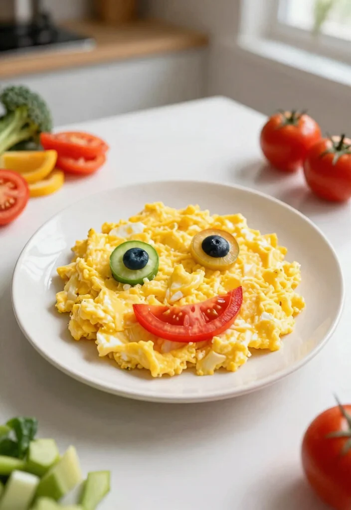 12 Creative Toddler Breakfast Ideas That'll Have Them Jumping Out of Bed! - 3. Scrambled Egg Faces 1