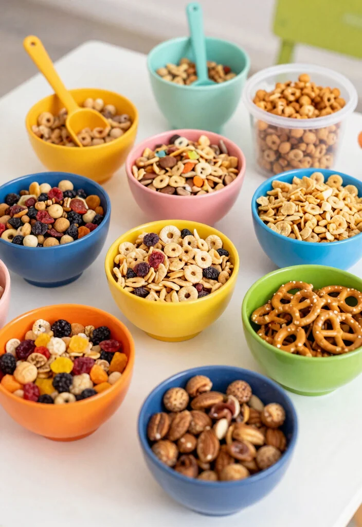 12 Creative Toddler Food Display Ideas That Will Make Them Smile! - 7. DIY Snack Mix Station 1