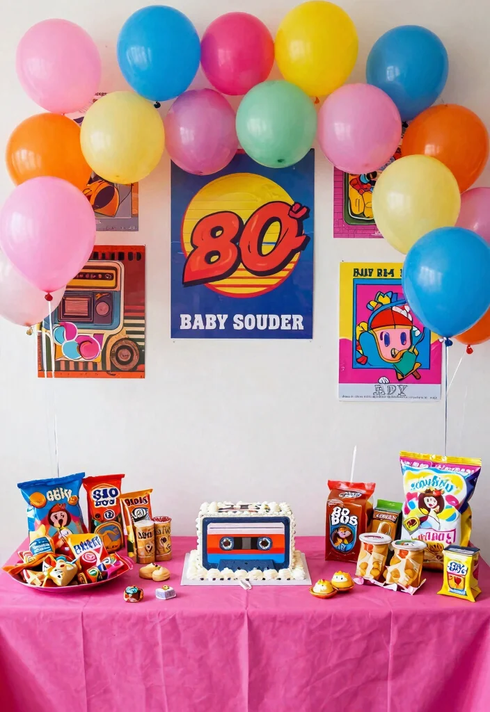 12 Unforgettable Baby Shower Themes That Will Leave Your Guests in Awe! (Wait Until You See #8!) - 11. Retro 80s 1
