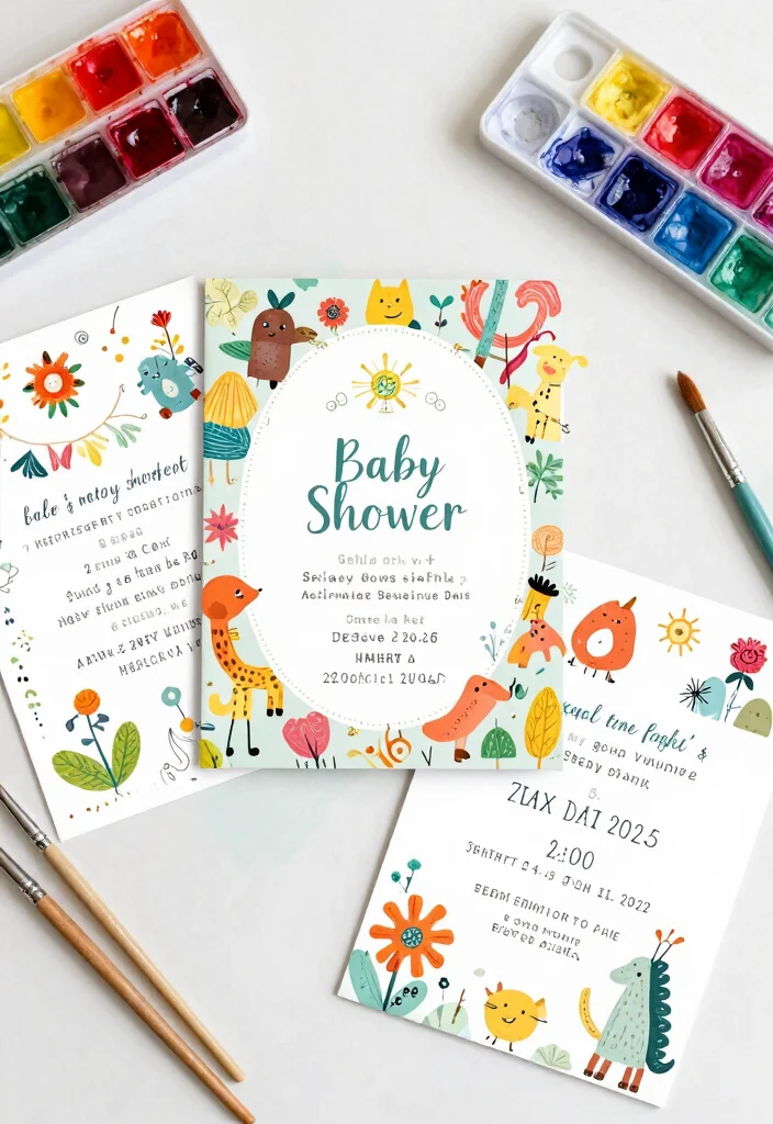 14 Stunning Baby Shower Invitation Ideas That Will Get Everyone Excited! (Check Out #6!) - 12. Artsy Illustrations Invitations 1