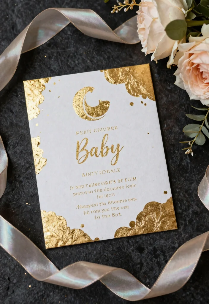 14 Stunning Baby Shower Invitation Ideas That Will Get Everyone Excited! (Check Out #6!) - 9. Chic Metallic Invitations 1