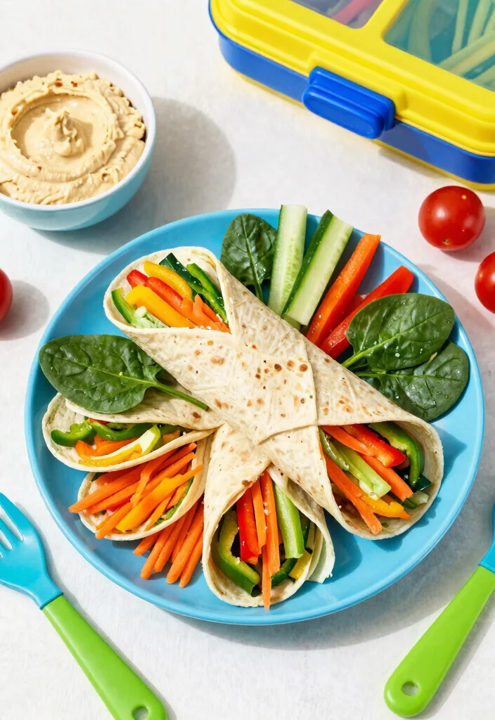 14 Tasty Toddler Lunch Options That Make Lunchtime a Breeze - 1. Rainbow Veggie Wraps 1