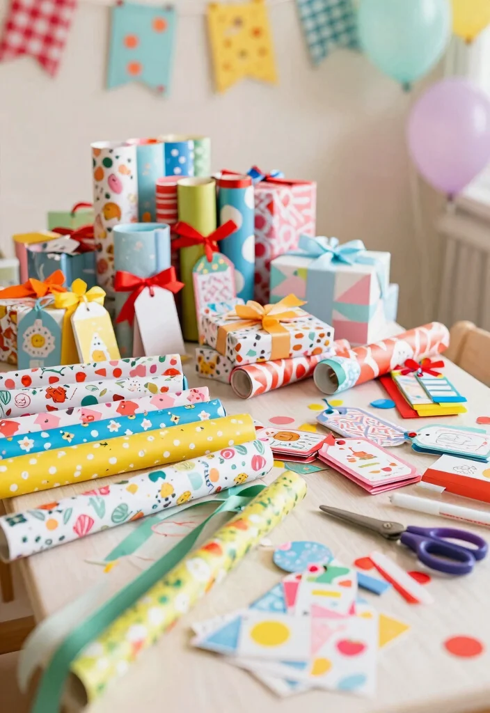 15 DIY Baby Shower Decorations That Are So Easy, You'll Want to Make Them All! (Don't Miss #5!) - 14. Charming Gift Wrapping Station 1