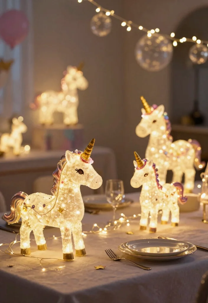 15 Whimsical Unicorn Birthday Party Decor Ideas That Will Leave You Spellbound! - 13. Magical Unicorn Lighting 1