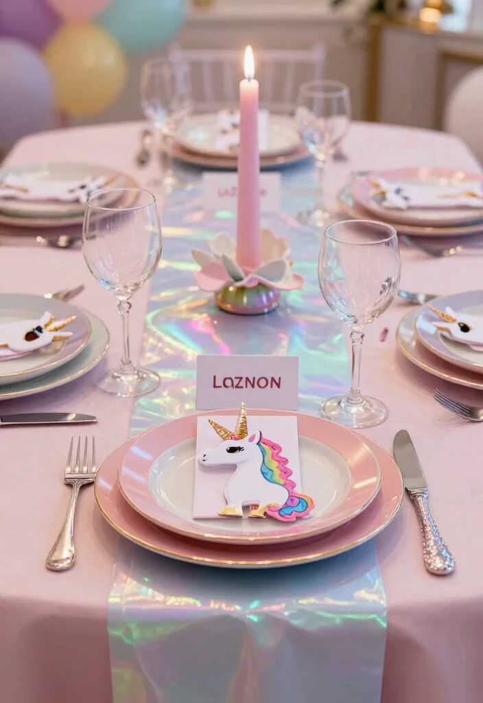 15 Whimsical Unicorn Birthday Party Decor Ideas That Will Leave You Spellbound! - 3. Enchanted Table Settings 1