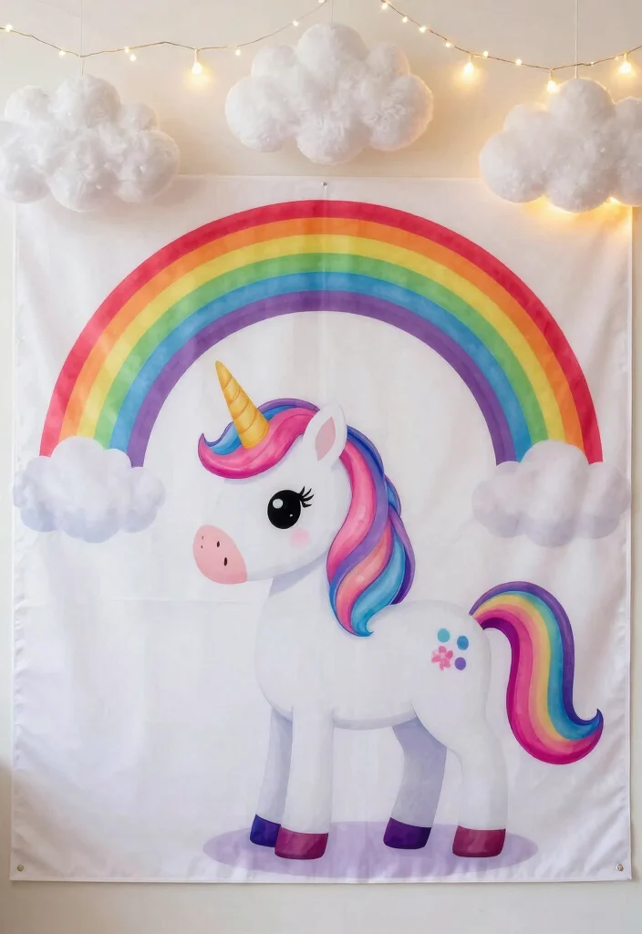 15 Whimsical Unicorn Birthday Party Decor Ideas That Will Leave You Spellbound! - 4. Whimsical Unicorn Backdrops 1