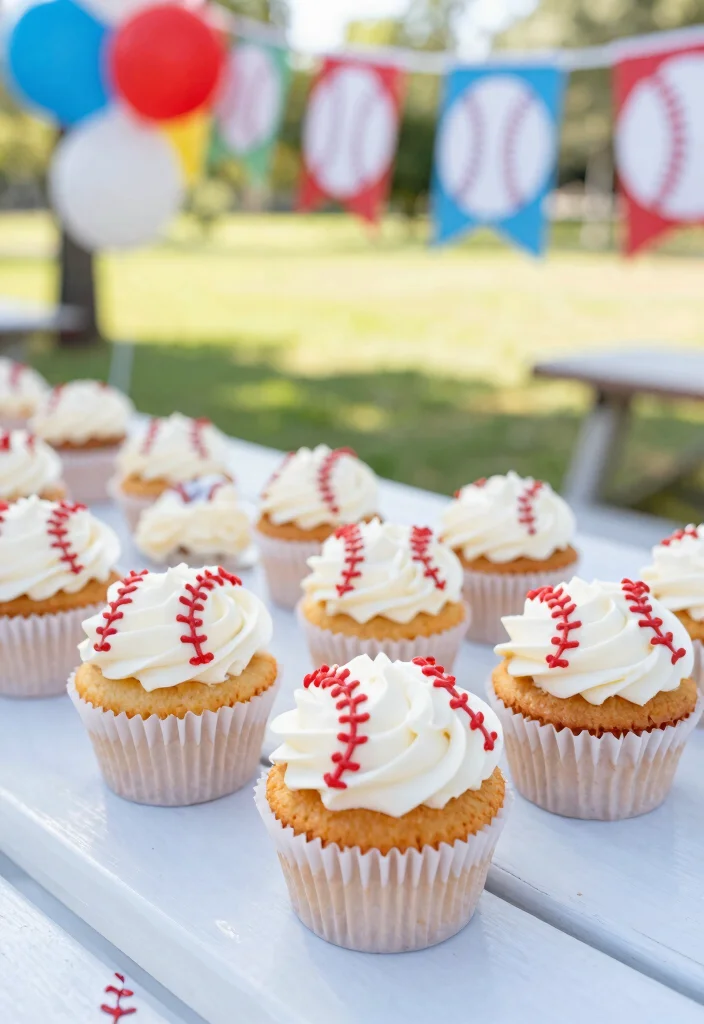 17 Creative Baseball Theme Birthday Party Ideas That'll Get Everyone in the Game! - 4. DIY Baseball-Themed Cupcakes 1