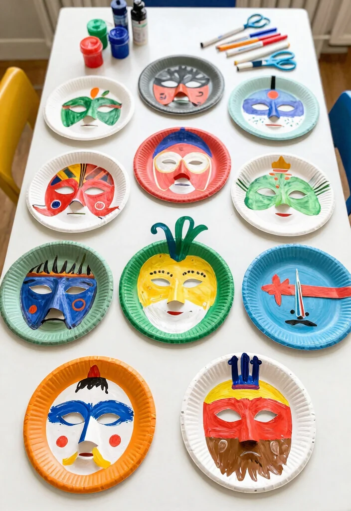 21 Incredible Kids Crafts That Will Spark Your Child's Imagination! - 13. Painted Paper Plate Masks 1