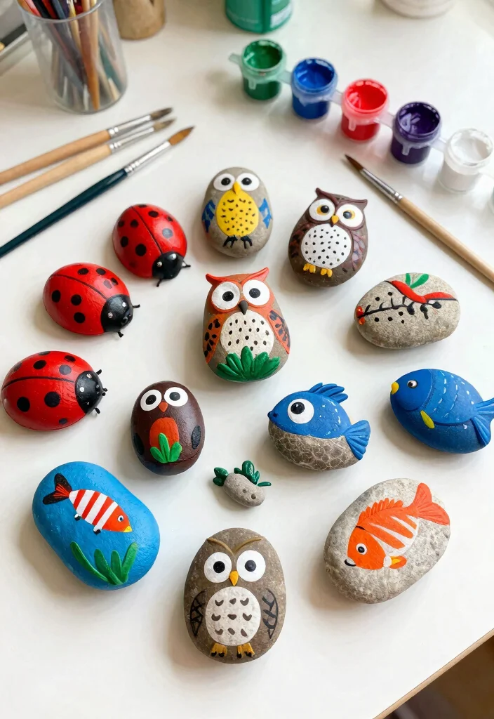 21 Incredible Kids Crafts That Will Spark Your Child's Imagination! - 5. Painted Rock Animals 1
