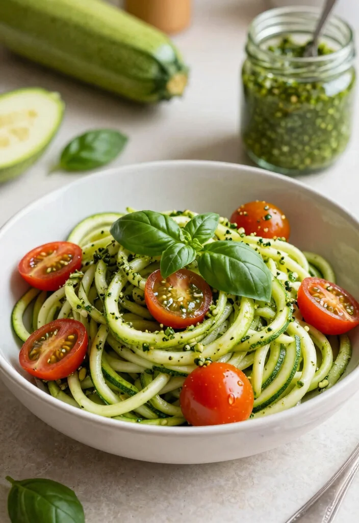 25 Easy Healthy Meal Prep Ideas for the Perfect Week Ahead (Wait Until You See #12!) - 10. Zucchini Noodles with Pesto 1