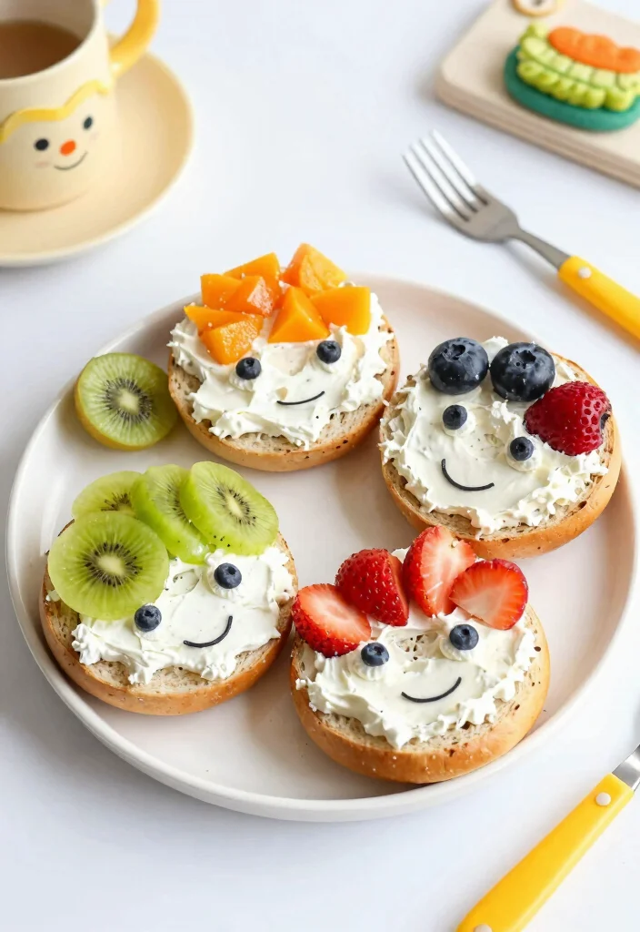 25 Fun Toddler Treats That Are So Easy You’ll Want to Make Them Every Day! - 22. Bagel Faces 1