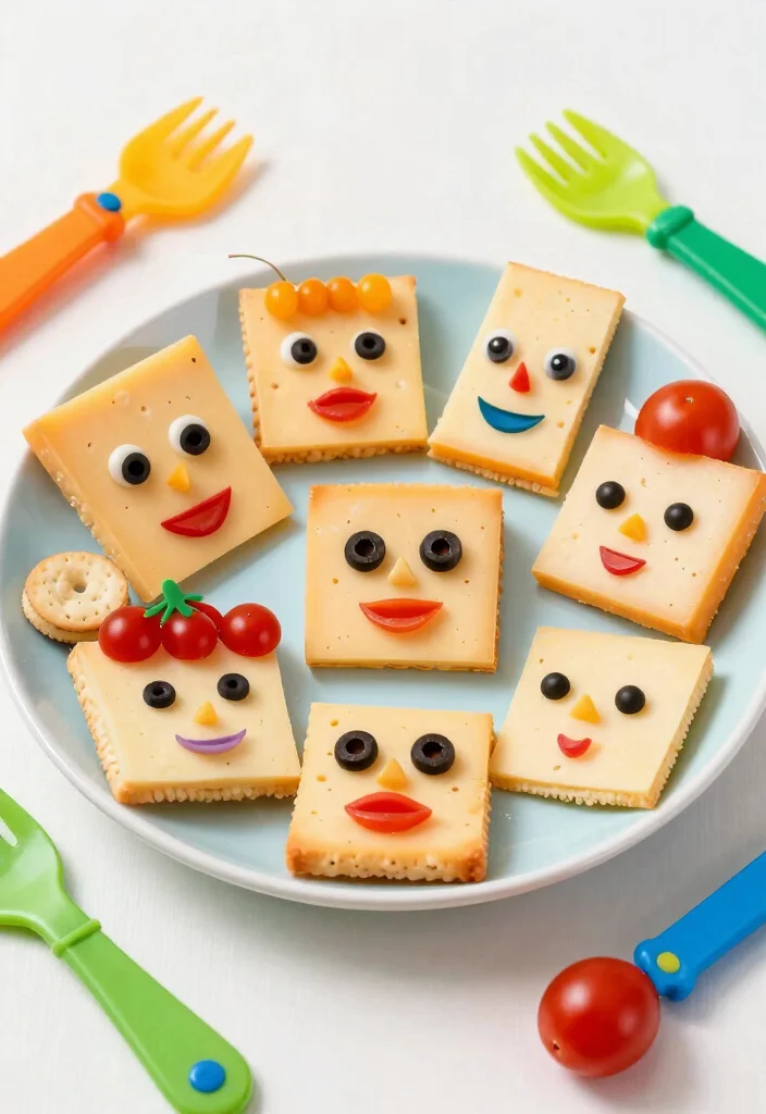 25 Fun Toddler Treats That Are So Easy You’ll Want to Make Them Every Day! - 23. Cheese and Cracker Faces 1