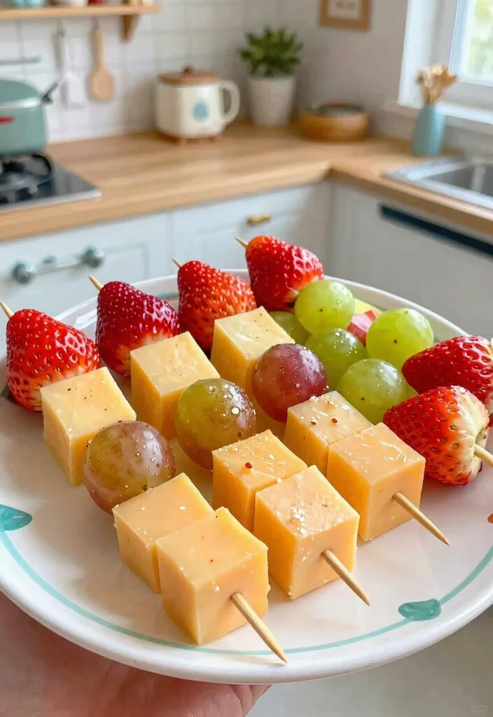 25 Fun Toddler Treats That Are So Easy You’ll Want to Make Them Every Day! - 9. Fruit and Cheese Kabobs 1