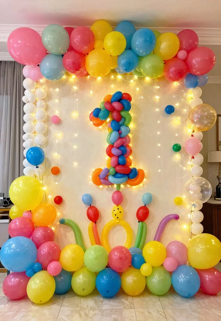 12 Balloon Decor Ideas for First Birthday Parties That Will Leave Everyone Speechless (Warning: #6 Is Epic!) - 11. Balloon Wall Installations 1