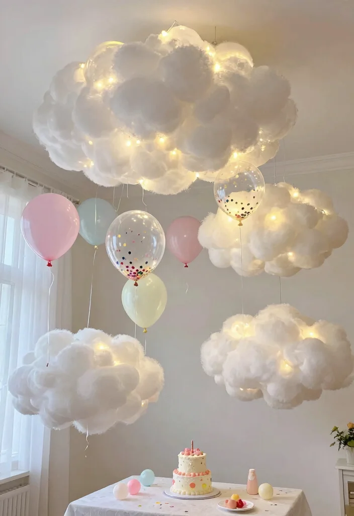12 Balloon Decor Ideas for First Birthday Parties That Will Leave Everyone Speechless (Warning: #6 Is Epic!) - 2. Floating Balloon Clouds 1