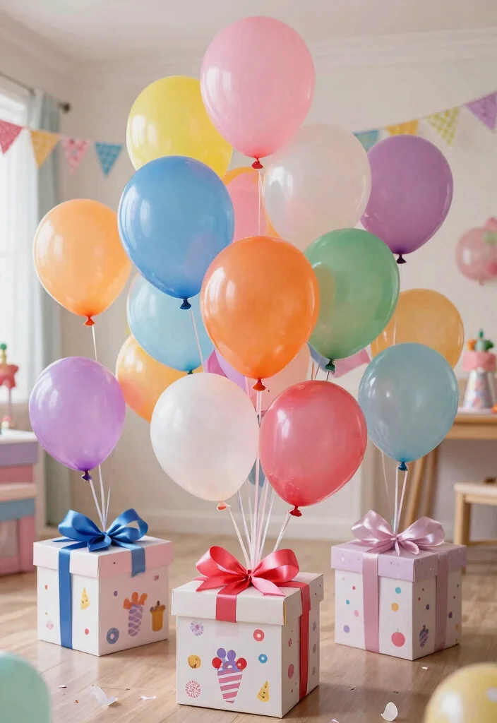 12 Balloon Decor Ideas for First Birthday Parties That Will Leave Everyone Speechless (Warning: #6 Is Epic!) - 9. Balloon Filled Surprise Boxes 1