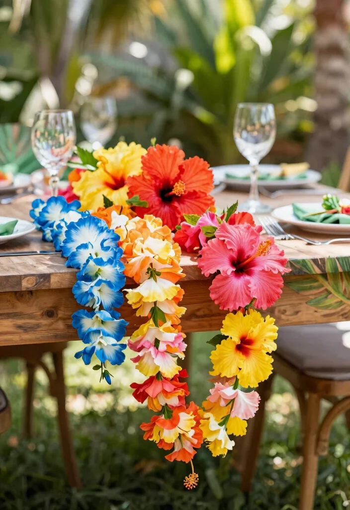 15 Gorgeous Hibiscus Flower Arrangements for a Birthday Party That Will Dazzle Everyone! - 3. Hibiscus Garland for a Festive Touch 1