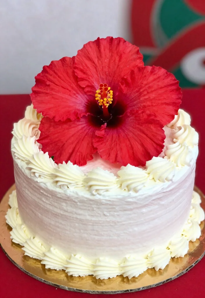 15 Gorgeous Hibiscus Flower Arrangements for a Birthday Party That Will Dazzle Everyone! - 9. Hibiscus Cake Topper 1