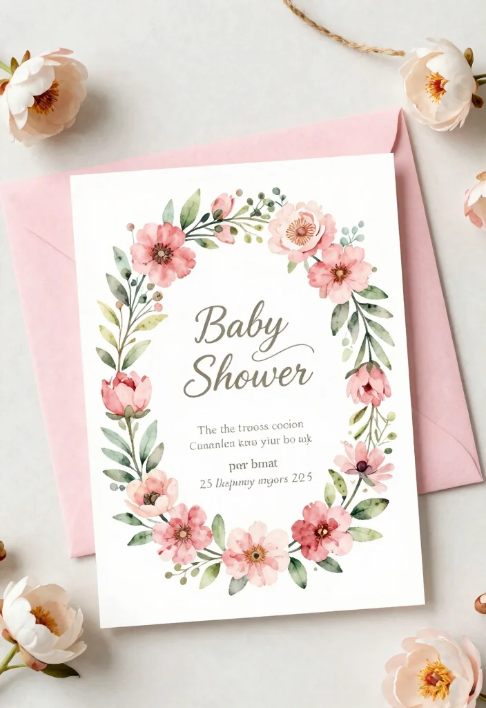 16 Beautiful Floral Baby Shower Invitations That Are Bloomin’ Perfect! - 1. Watercolor Blooms Invitation 1