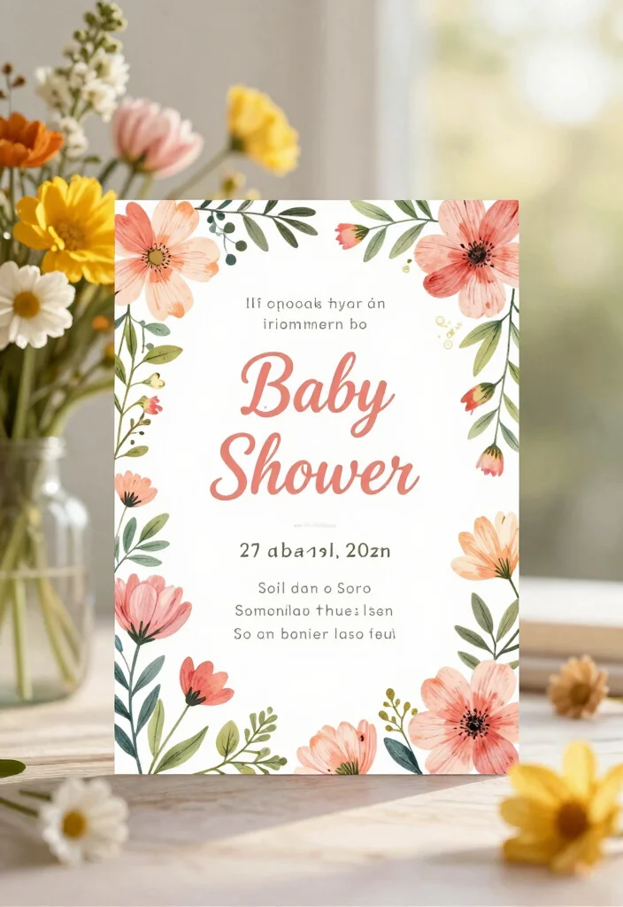 16 Beautiful Floral Baby Shower Invitations That Are Bloomin’ Perfect! - 10. Seasonal Floral Invitation 1
