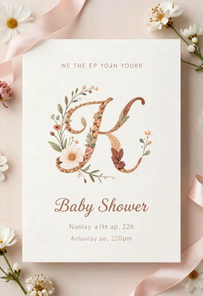 16 Beautiful Floral Baby Shower Invitations That Are Bloomin’ Perfect! - 11. Floral Monogram Invitation 1
