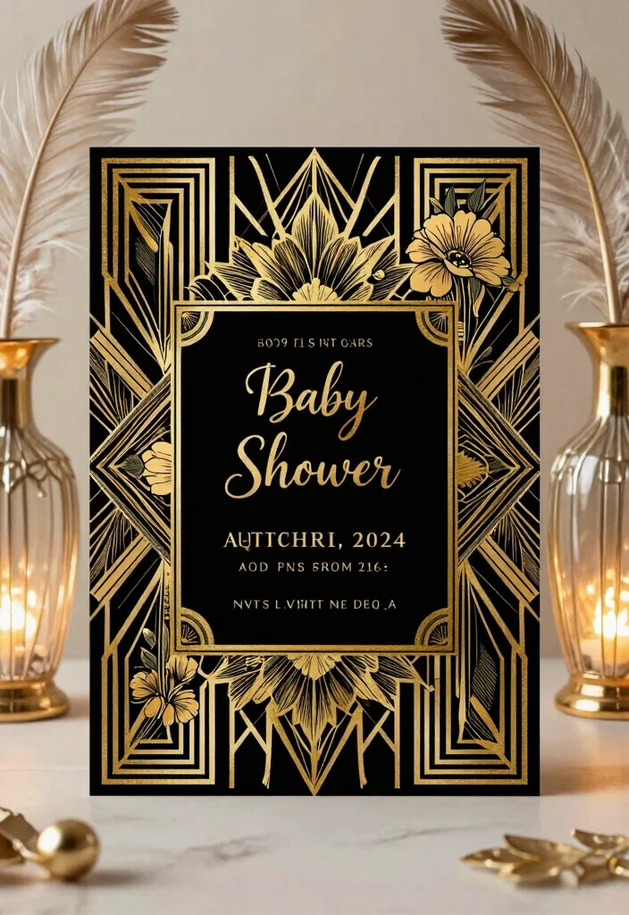 16 Beautiful Floral Baby Shower Invitations That Are Bloomin’ Perfect! - 12. Art Deco Floral Invitation 1