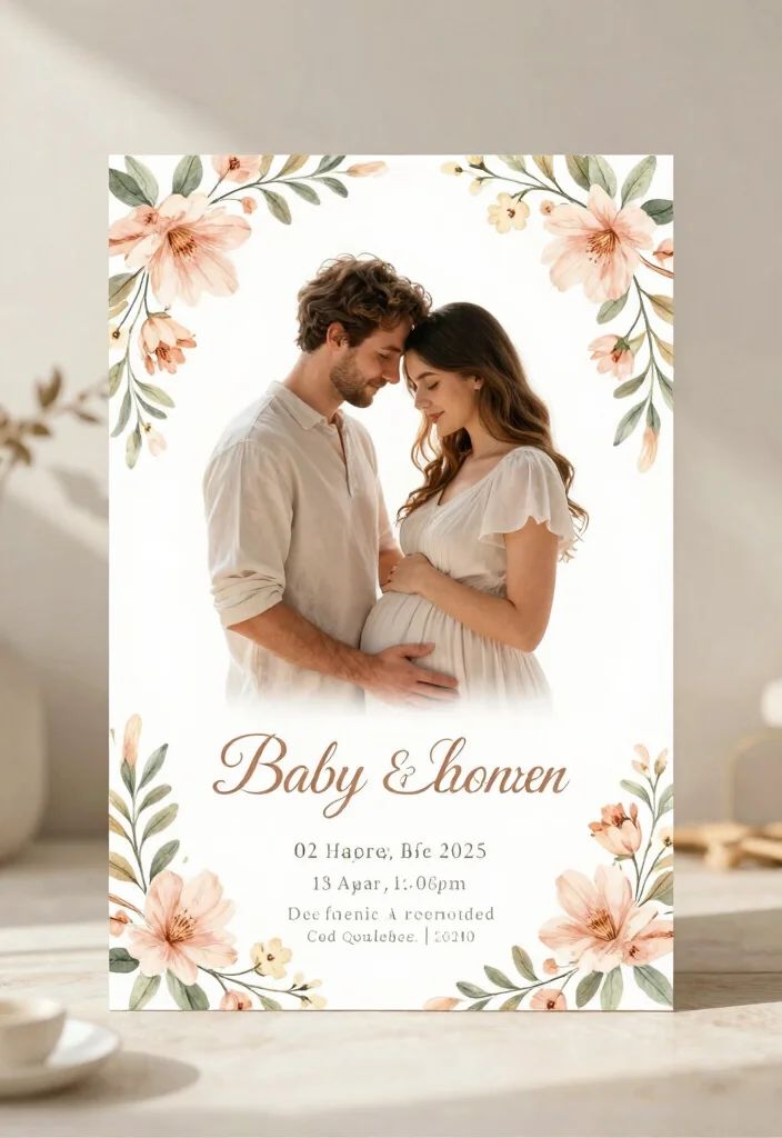 16 Beautiful Floral Baby Shower Invitations That Are Bloomin’ Perfect! - 14. Floral Photo Invitation 1