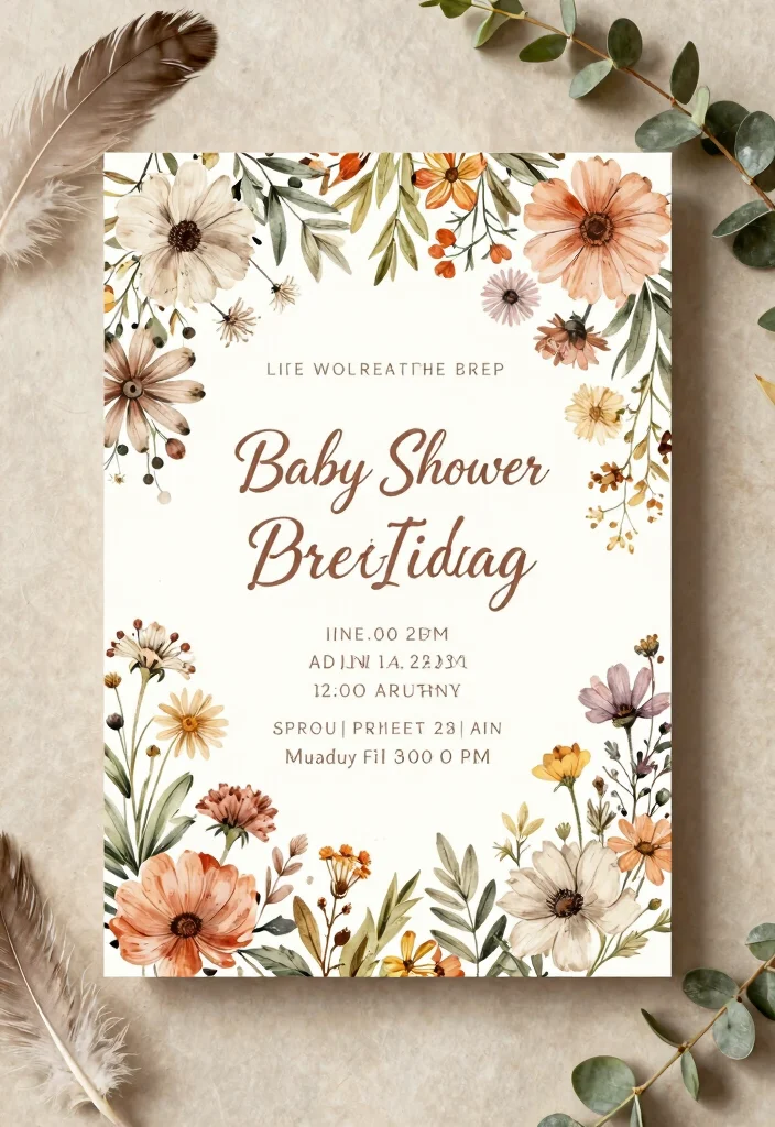 16 Beautiful Floral Baby Shower Invitations That Are Bloomin’ Perfect! - 16. Bohemian Floral Invitation 1