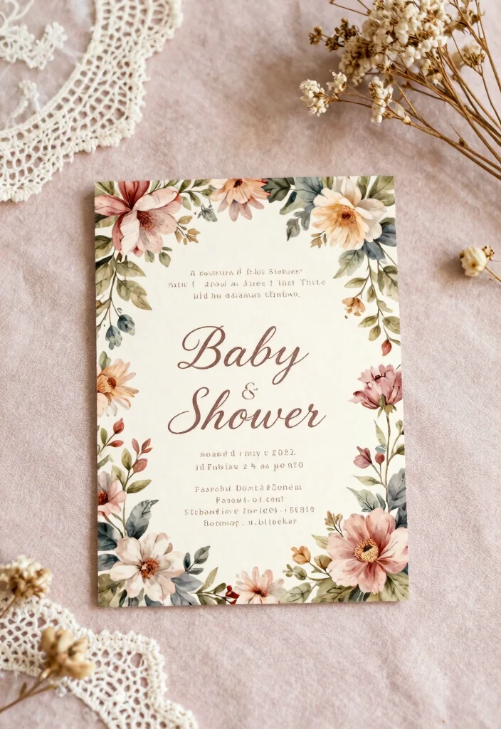 16 Beautiful Floral Baby Shower Invitations That Are Bloomin’ Perfect! - 3. Vintage Floral Invitation 1
