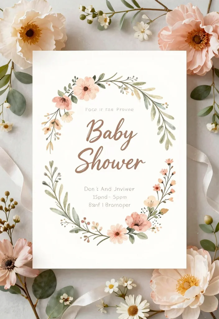 16 Beautiful Floral Baby Shower Invitations That Are Bloomin’ Perfect! - 5. Elegant Floral Wreath Invitation 1