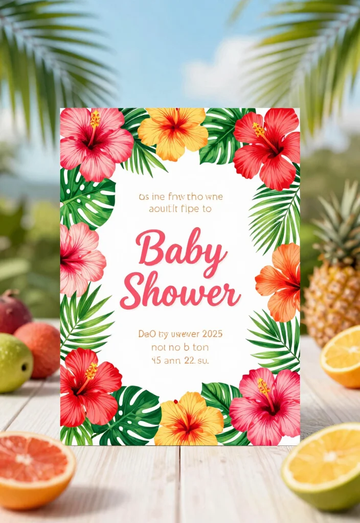 16 Beautiful Floral Baby Shower Invitations That Are Bloomin’ Perfect! - 6. Tropical Floral Invitation 1