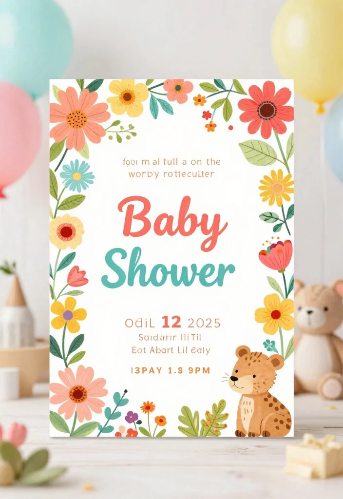 16 Beautiful Floral Baby Shower Invitations That Are Bloomin’ Perfect! - 8. Whimsical Floral Invitation 1