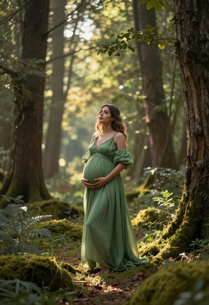 20 Stunning Outdoor Pregnancy Photoshoot Ideas That Will Take Your Breath Away! - 17. Magical Woods 1