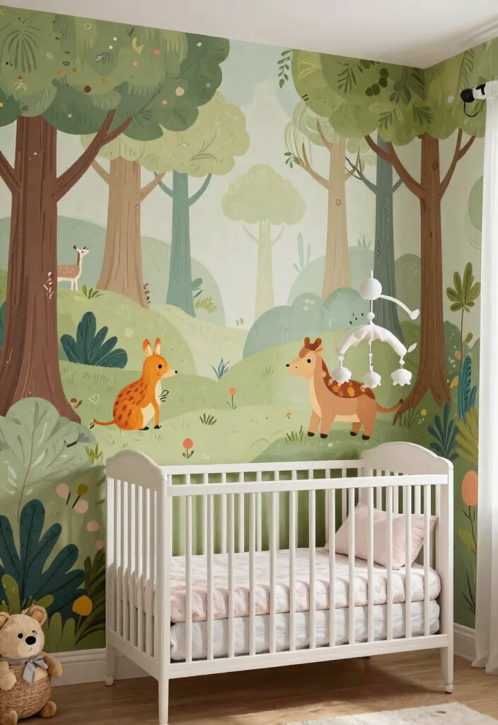 21 Stylish Baby Nursery Decor Ideas That'll Make You Want to Redecorate (Don’t Miss #5!) - 3. Playful Wall Murals 1