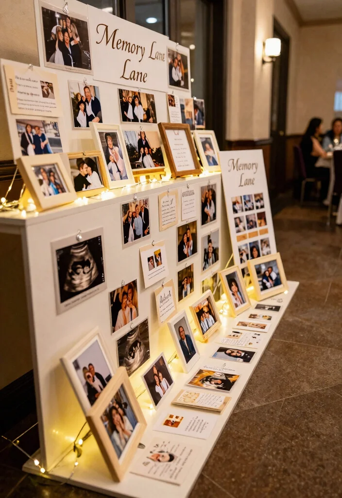 25 Affordable Baby Name Ceremony Decor Ideas That Look Luxurious! - 21. Memory Lane Display 1