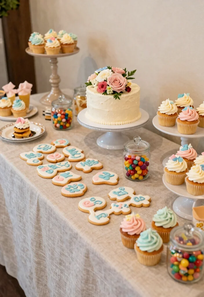 25 Affordable Baby Name Ceremony Decor Ideas That Look Luxurious! - 6. Sweet Dessert Table Display 1